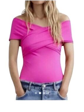 Zara pink bodysuit twisted top women’s